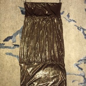 Gold/brown metallic tube top